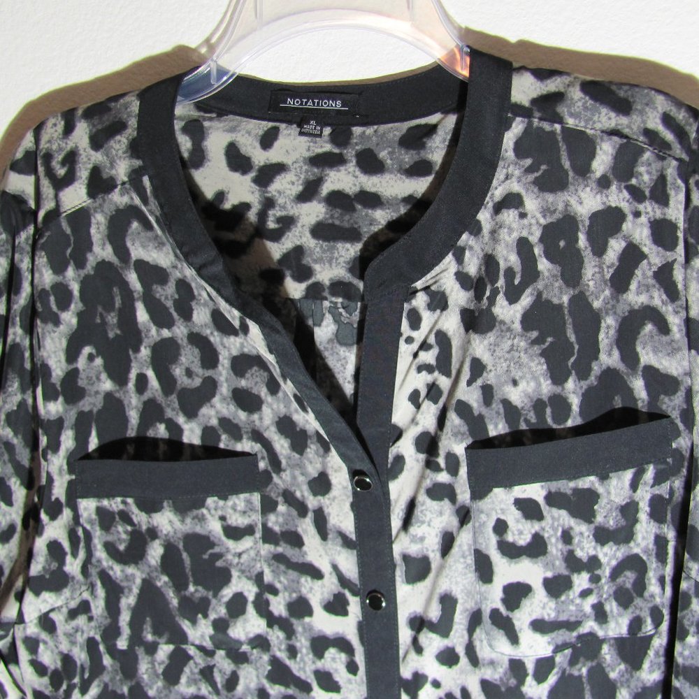 Notations V neck Long Sleeve Blouse